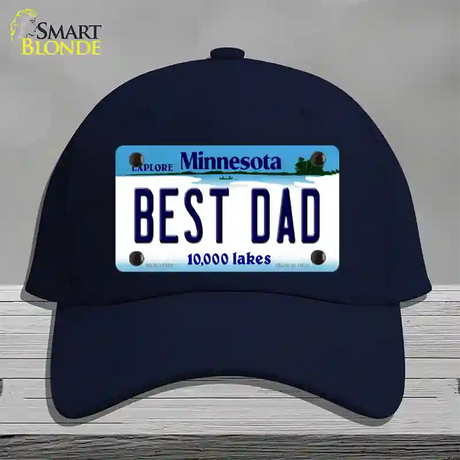 Best Dad Minnesota State Novelty License Plate Hat Cotton / Navy