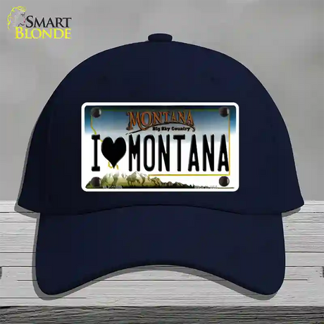 I Love Montana State Novelty License Plate Hat Cotton / Navy