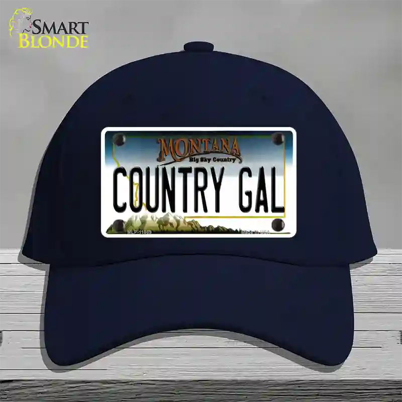 Country Gal Montana State Novelty License Plate Hat Cotton / Navy