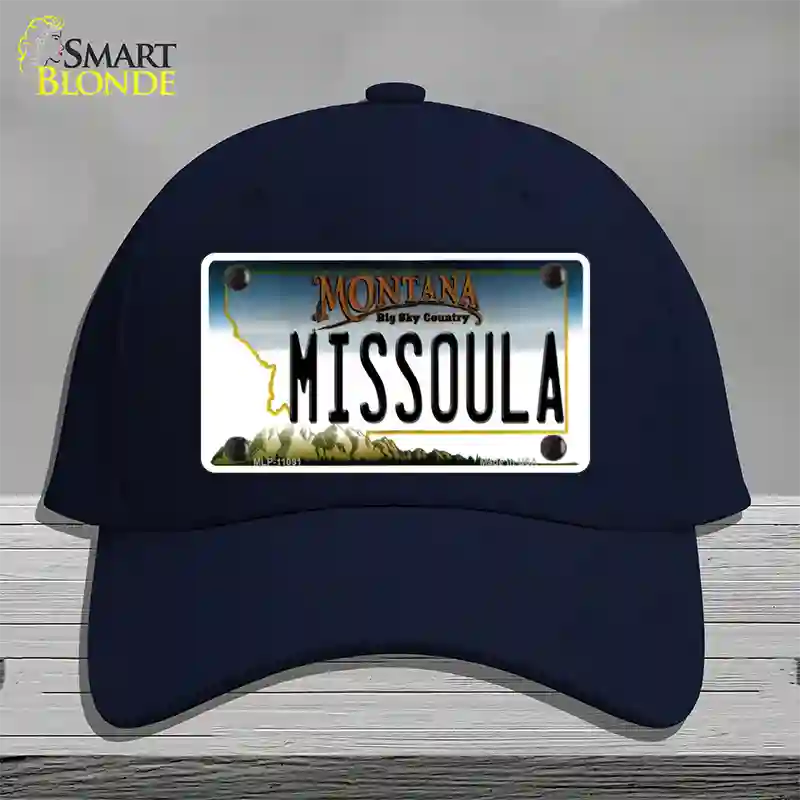 Missoula Montana State Novelty License Plate Hat Cotton / Navy