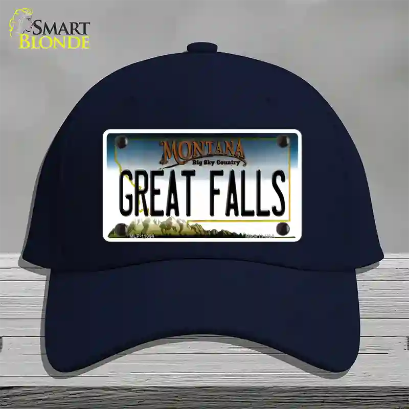 Great Falls Montana State Novelty License Plate Hat Cotton / Navy