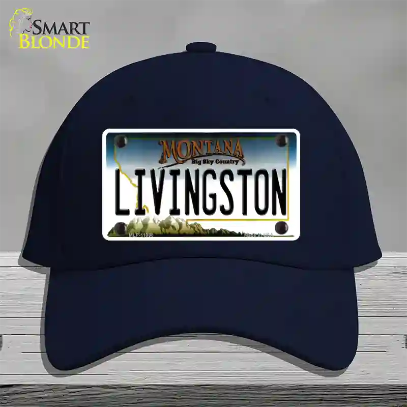 Livingston Montana State Novelty License Plate Hat Cotton / Navy