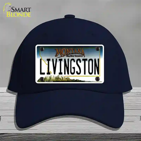 Livingston Montana State Novelty License Plate Hat Cotton / Navy