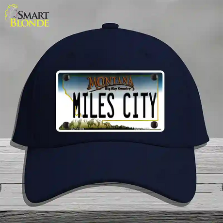 Miles City Montana State Novelty License Plate Hat Cotton / Navy