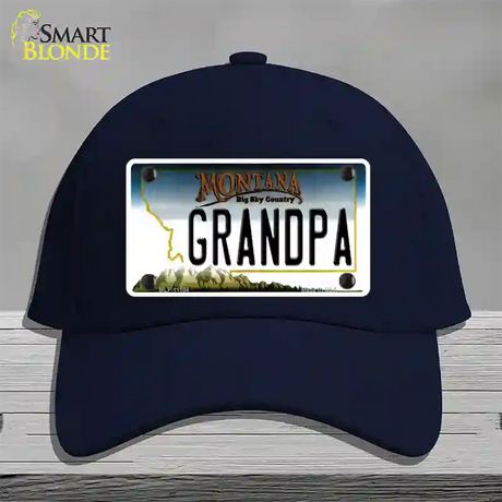 Grandpa Montana State Novelty License Plate Hat Cotton / Navy