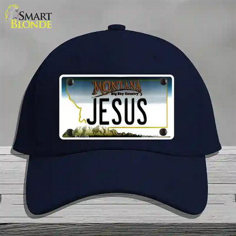 Jesus Montana State Novelty License Plate Hat Cotton / Navy