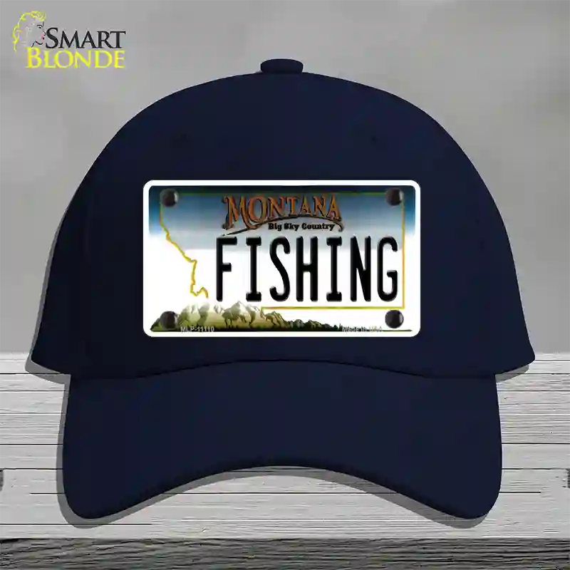 Fishing Montana State Novelty License Plate Hat Cotton / Navy