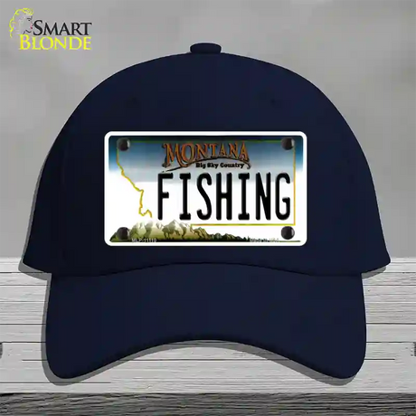 Fishing Montana State Novelty License Plate Hat Cotton / Navy