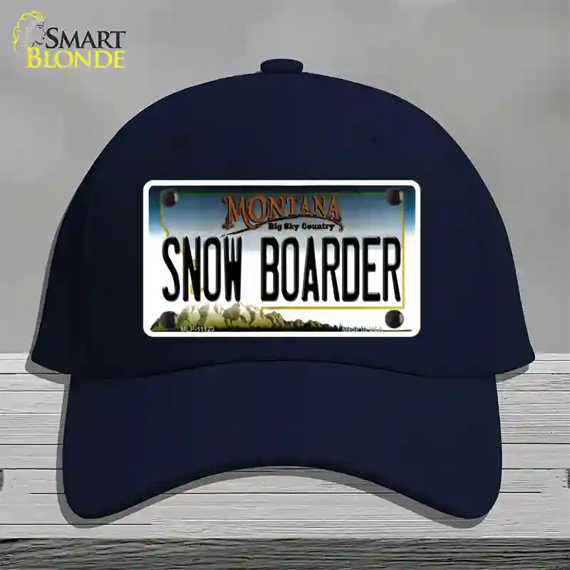 Snow Boarder Montana State Novelty License Plate Hat Cotton / Navy