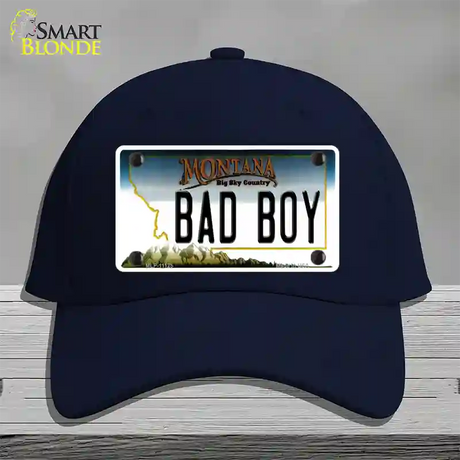 Bad Boy Montana State Novelty License Plate Hat Cotton / Navy