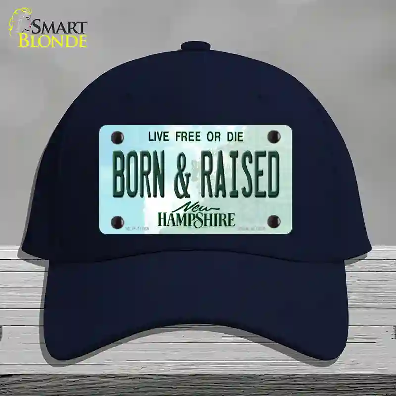 Born and Raised New Hampshire State Novelty License Plate Hat Cotton / Navy