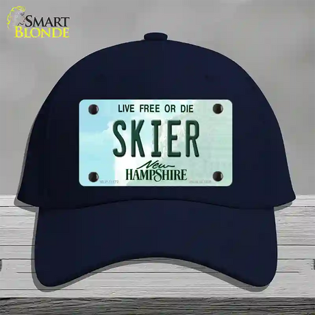 Skier New Hampshire State Novelty License Plate Hat Cotton / Navy