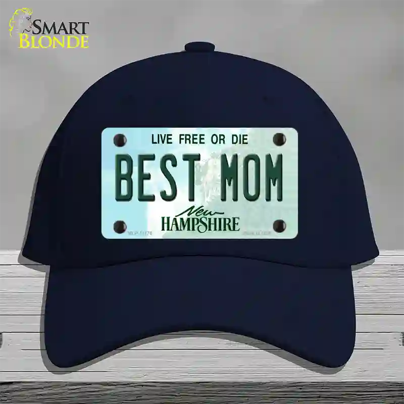 Best Mom New Hampshire State Novelty License Plate Hat Cotton / Navy