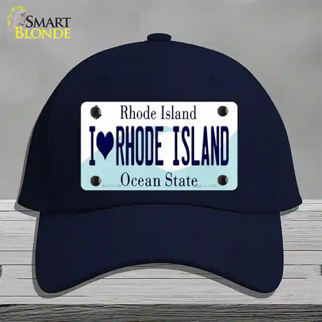 I Love Rhode Island State Novelty License Plate Hat Cotton / Navy