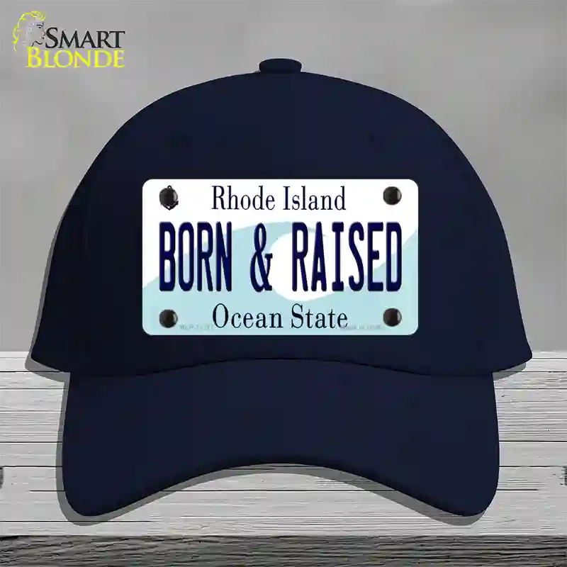 Born and Raised Rhode Island State Novelty License Plate Hat Cotton / Navy