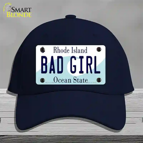 Bad Girl Rhode Island State Novelty License Plate Hat Cotton / Navy