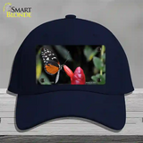 Butterfly On Red Flower Novelty License Plate Hat Cotton / Navy