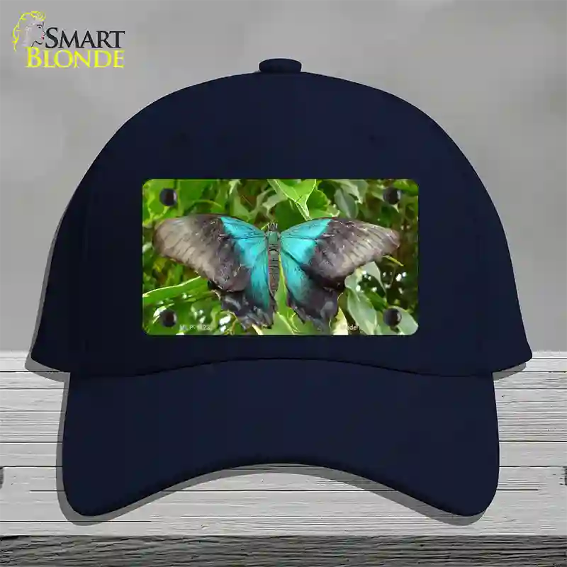 Butterfly Blue and Black Novelty License Plate Hat Cotton / Navy