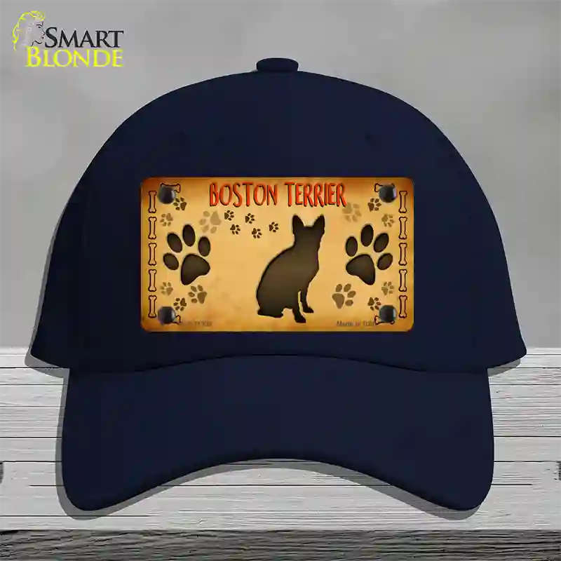 Boston Terrier Novelty License Plate Hat Cotton / Navy