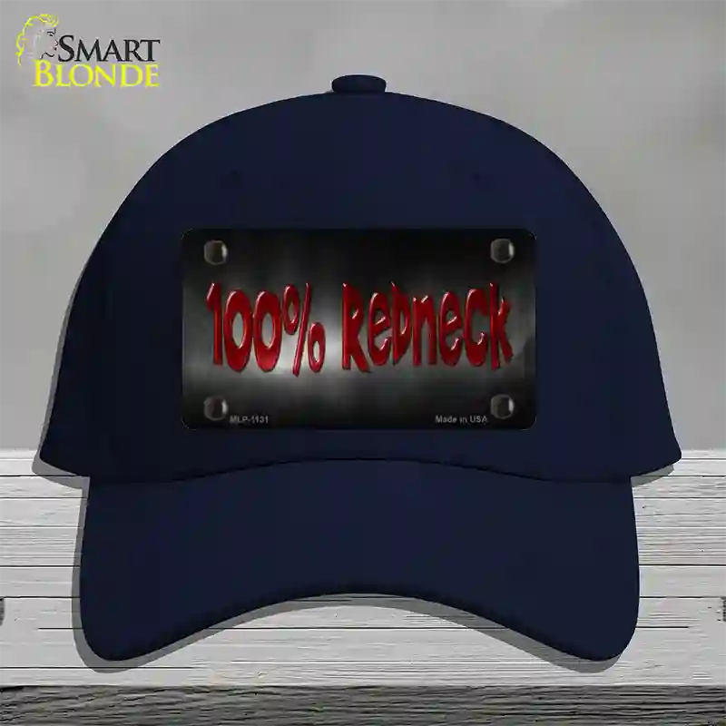 100% Redneck Novelty License Plate Hat Cotton / Navy