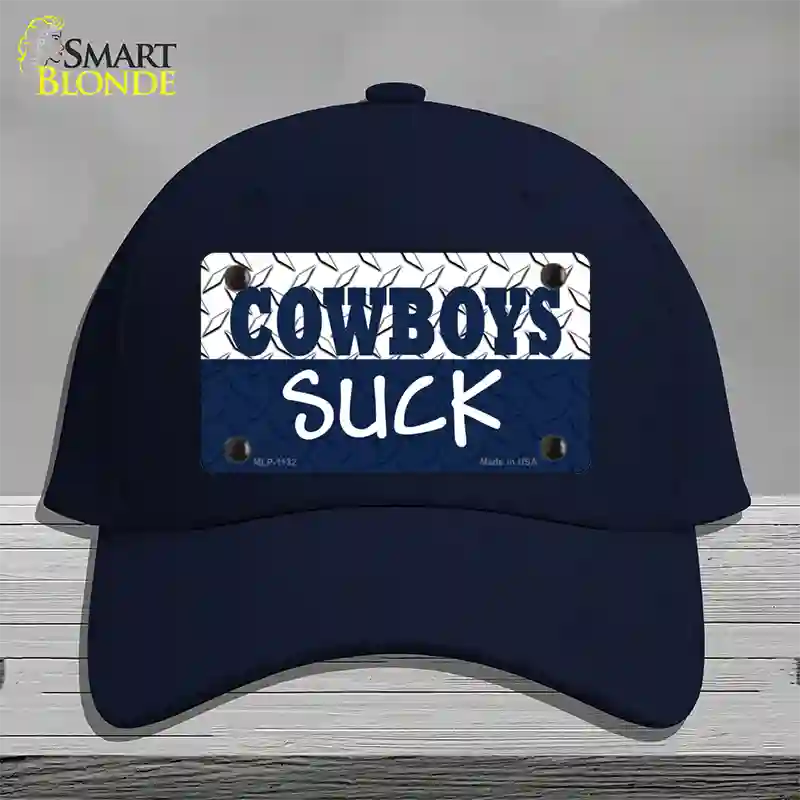 Cowboys Suck Novelty License Plate Hat Cotton / Navy