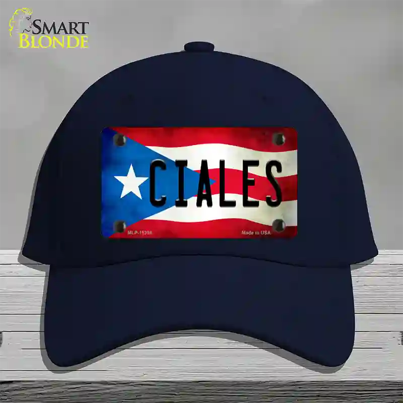 Ciales Puerto Rico Flag Novelty License Plate Hat Cotton / Navy