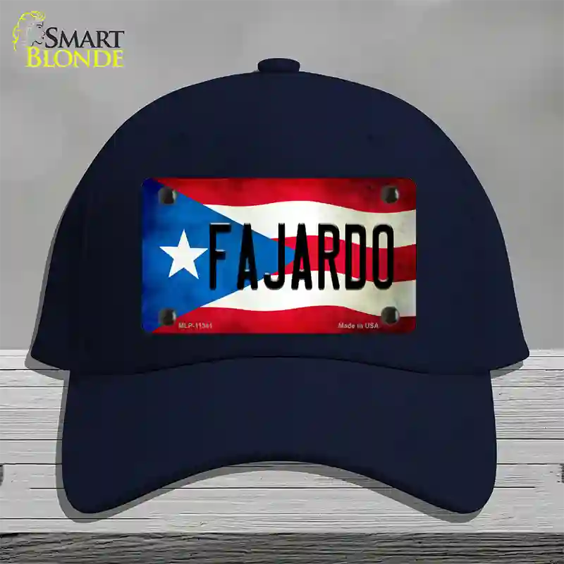 Fajardo Puerto Rico Flag Novelty License Plate Hat Cotton / Navy