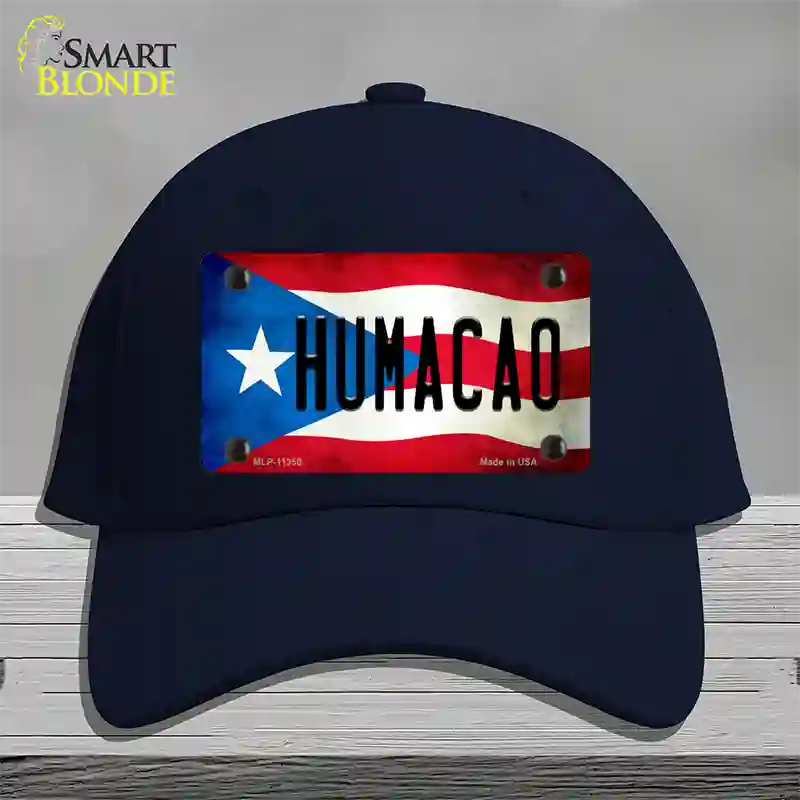 Humacao Puerto Rico Flag Novelty License Plate Hat Cotton / Navy