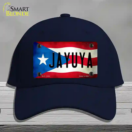 Jayuya Puerto Rico Flag Novelty License Plate Hat Cotton / Navy