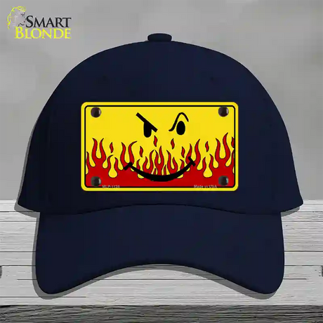 Smiley Flame Novelty License Plate Hat Cotton / Navy