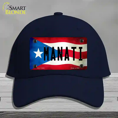 Manati Puerto Rico Flag Novelty License Plate Hat Cotton / Navy