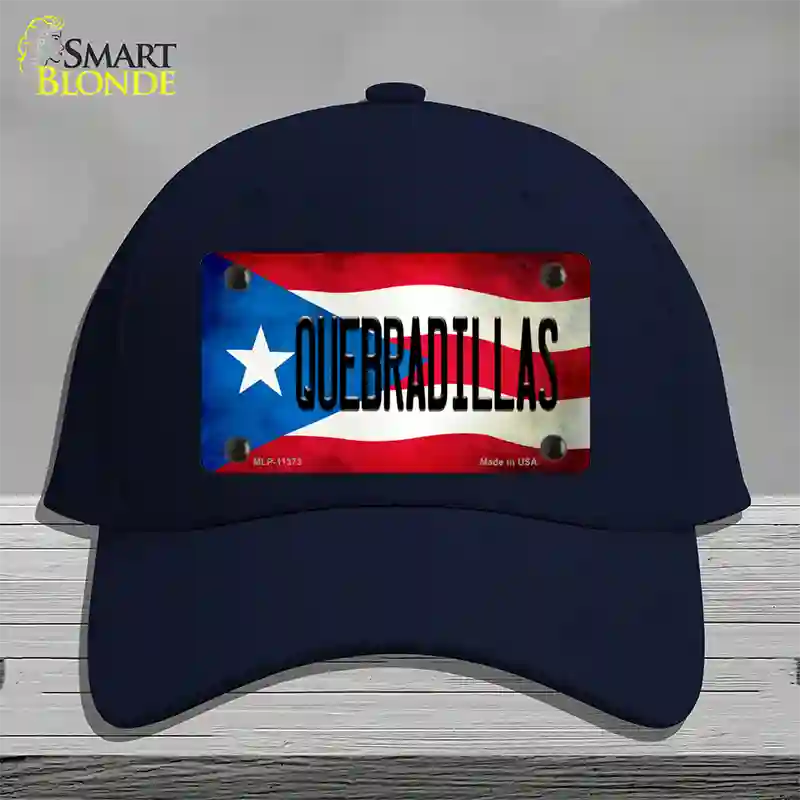 Quebradillas Puerto Rico Flag Novelty License Plate Hat Cotton / Navy