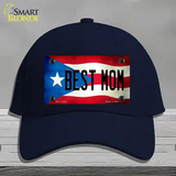 Best Mom Puerto Rico Flag Novelty License Plate Hat Cotton / Navy