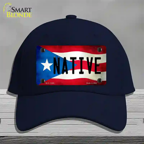 Native Puerto Rico Flag Novelty License Plate Hat Cotton / Navy