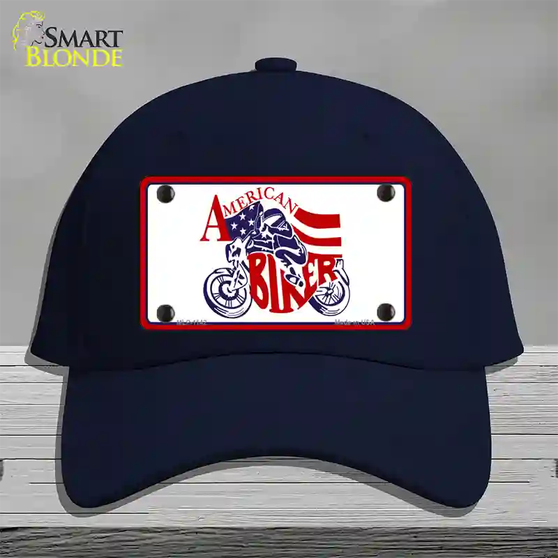 American Patriotic Biker Novelty License Plate Hat Cotton / Navy