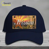 Arizona State Flag Overlay On Cactus Novelty License Plate Hat Cotton / Navy