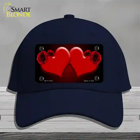 Hearts Over Roses In Red Novelty License Plate Hat Cotton / Navy