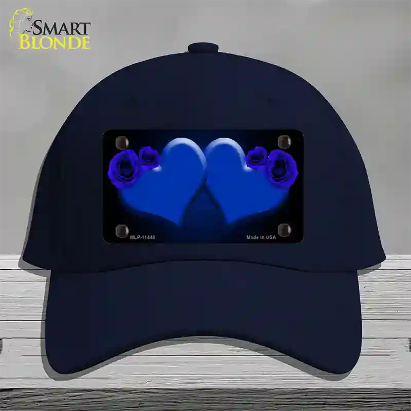 Hearts Over Roses In Blue Novelty License Plate Hat Cotton / Navy
