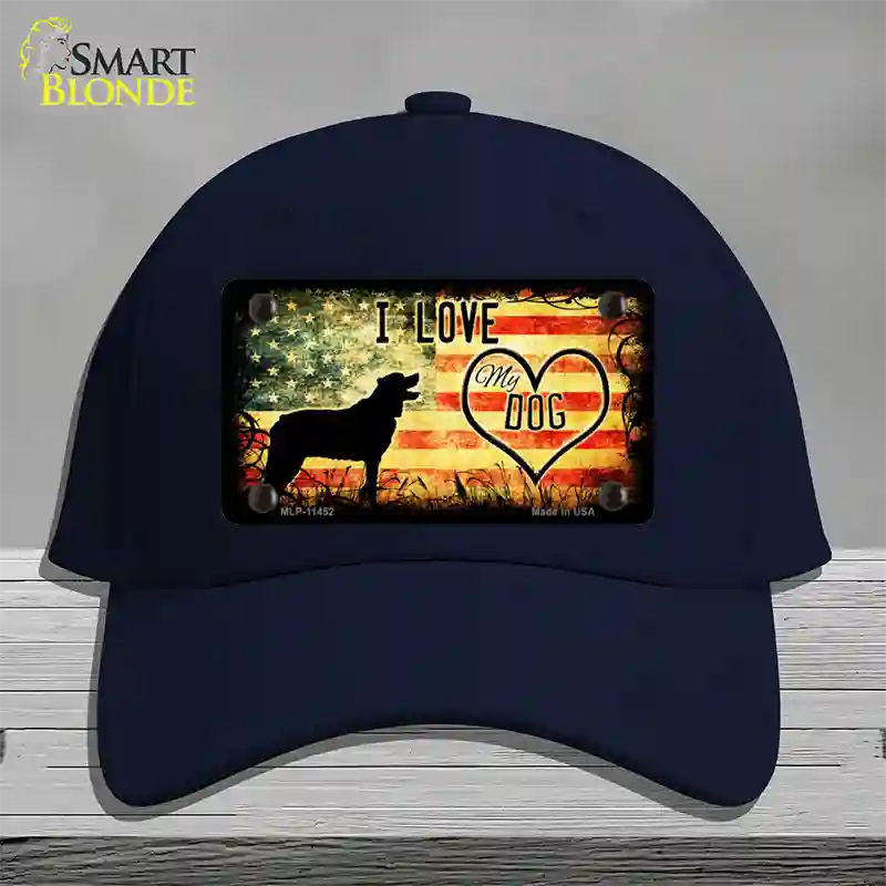 I Love My Dog Novelty License Plate Hat Cotton / Navy