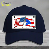 Puerto Rico Crossed US Flag Novelty License Plate Hat Cotton / Navy