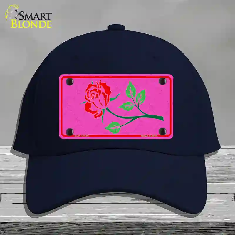 Illustrated Rose On Pink Chaise Lounge Novelty License Plate Hat Cotton / Navy