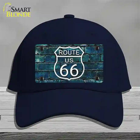 Route 66 Blue Brick Wall Novelty License Plate Hat Cotton / Navy