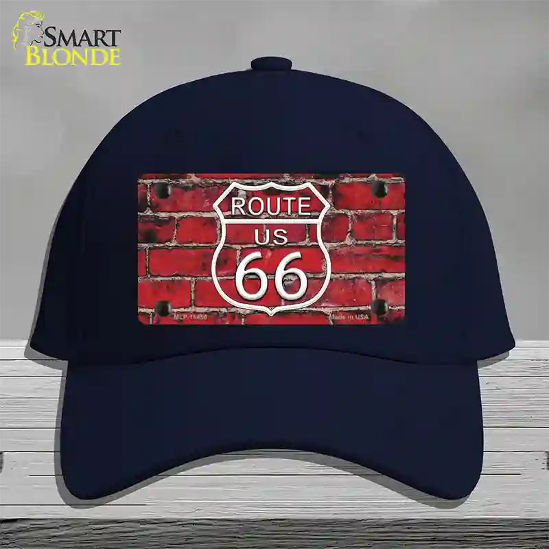 Route 66 Red Brick Wall Novelty License Plate Hat Cotton / Navy