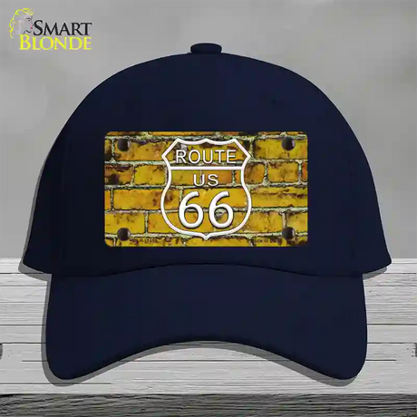 Route 66 Yellow Brick Wall Novelty License Plate Hat Cotton / Navy