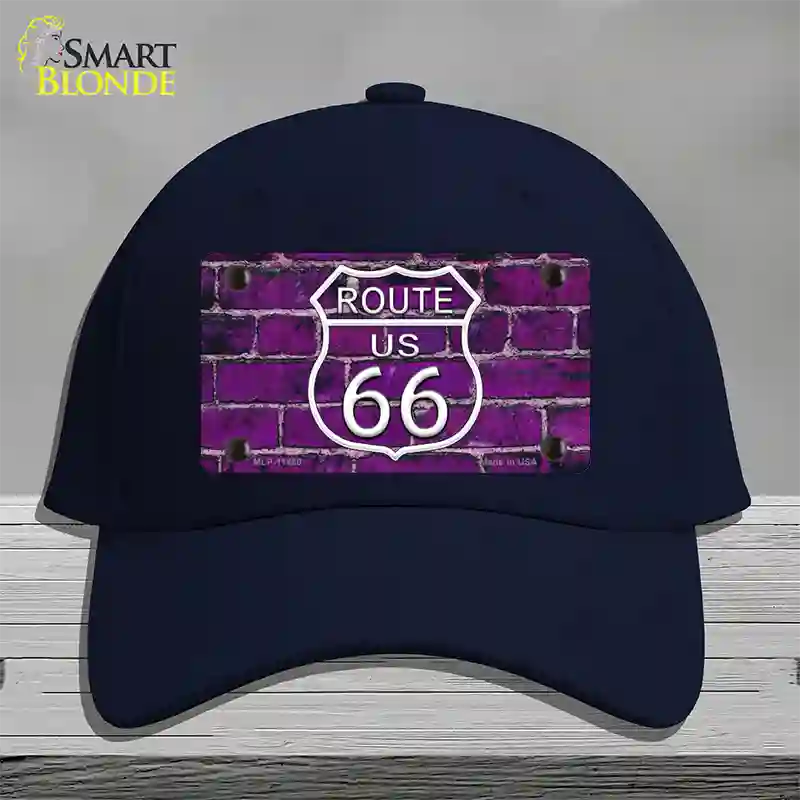 Route 66 Purple Brick Wall Novelty License Plate Hat Cotton / Navy