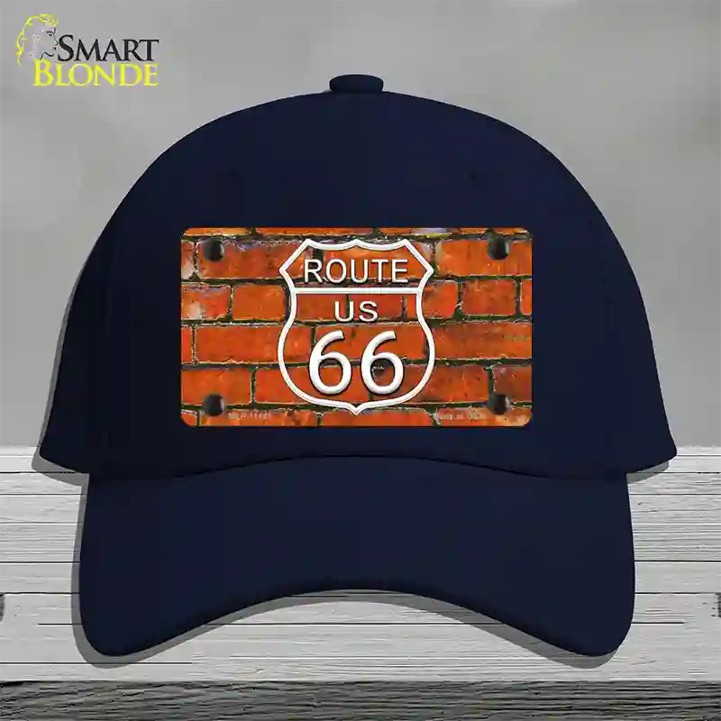 Route 66 Orange Brick Wall Novelty License Plate Hat Cotton / Navy