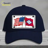 Arkansas Crossed US Flag Novelty License Plate Hat Cotton / Navy