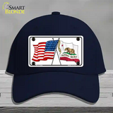 California Crossed US Flag Novelty License Plate Hat Cotton / Navy