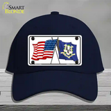 Connecticut Crossed US Flag Novelty License Plate Hat Cotton / Navy