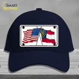 Georgia Crossed US Flag Novelty License Plate Hat Cotton / Navy